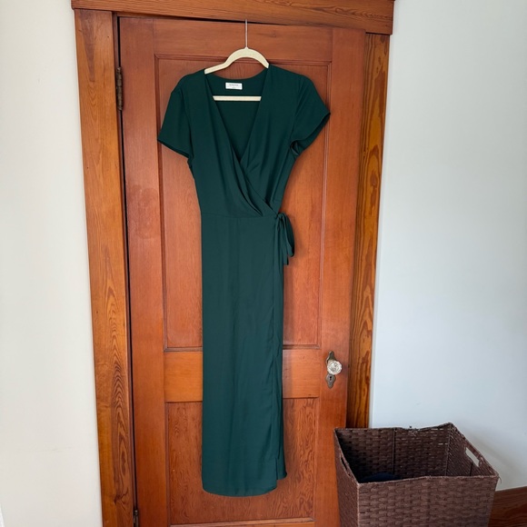 Babaton Aritzia Deep Green Long Wrap Dress - Picture 1 of 5